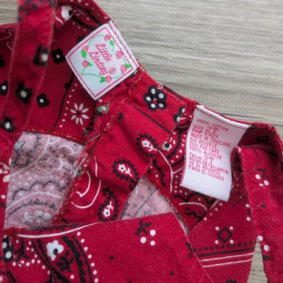 Little Lindsey Bandana Paisley Print Lace Spaghetti Strap Summer Sun Dress 2T - Picture 4 of 14